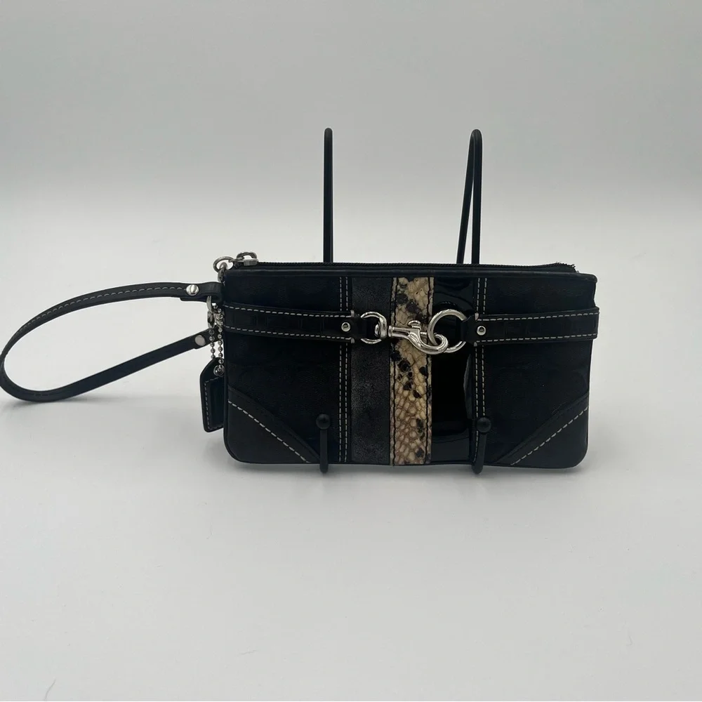 Coach Black and Snake Women's Wristlet - Picture 1 of 5